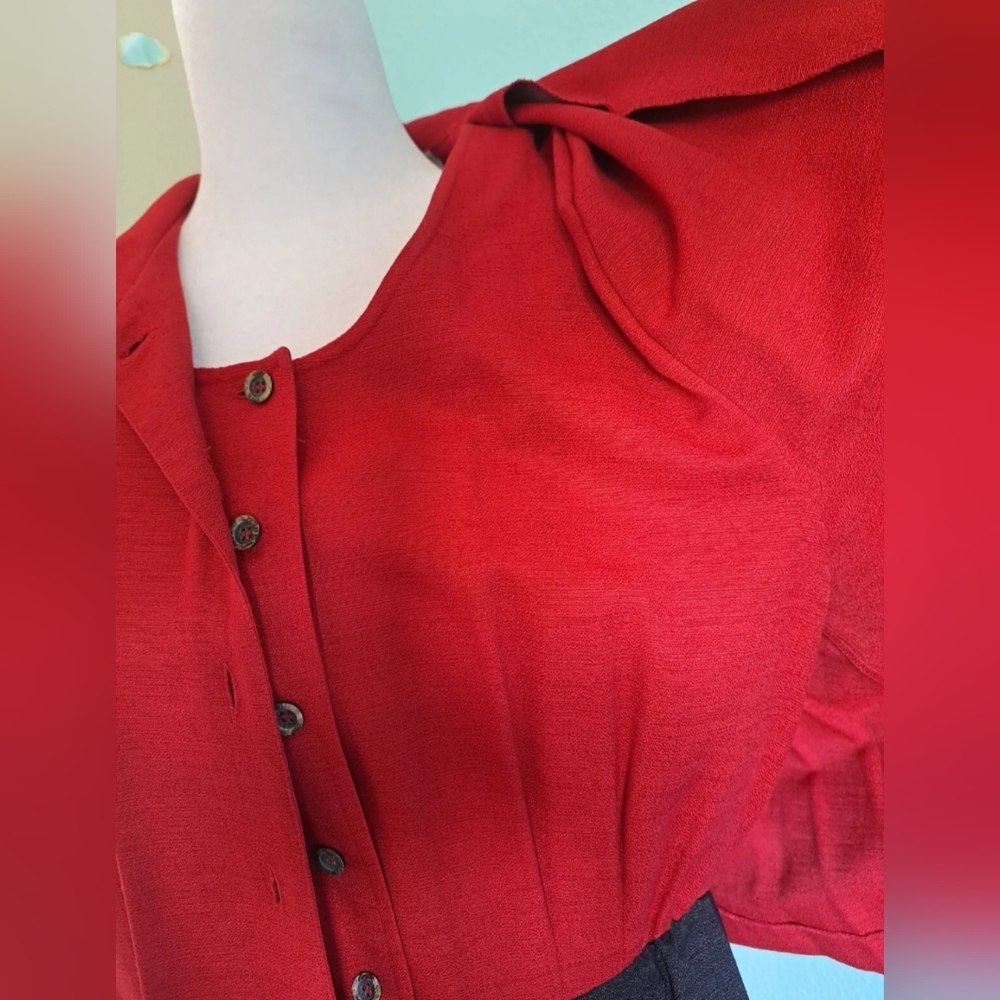 Vintage Sag Harbor Petite Sz 14 Classic Women's Red & Black Shorts Jumpsuit P 14 - Picture 2 of 10